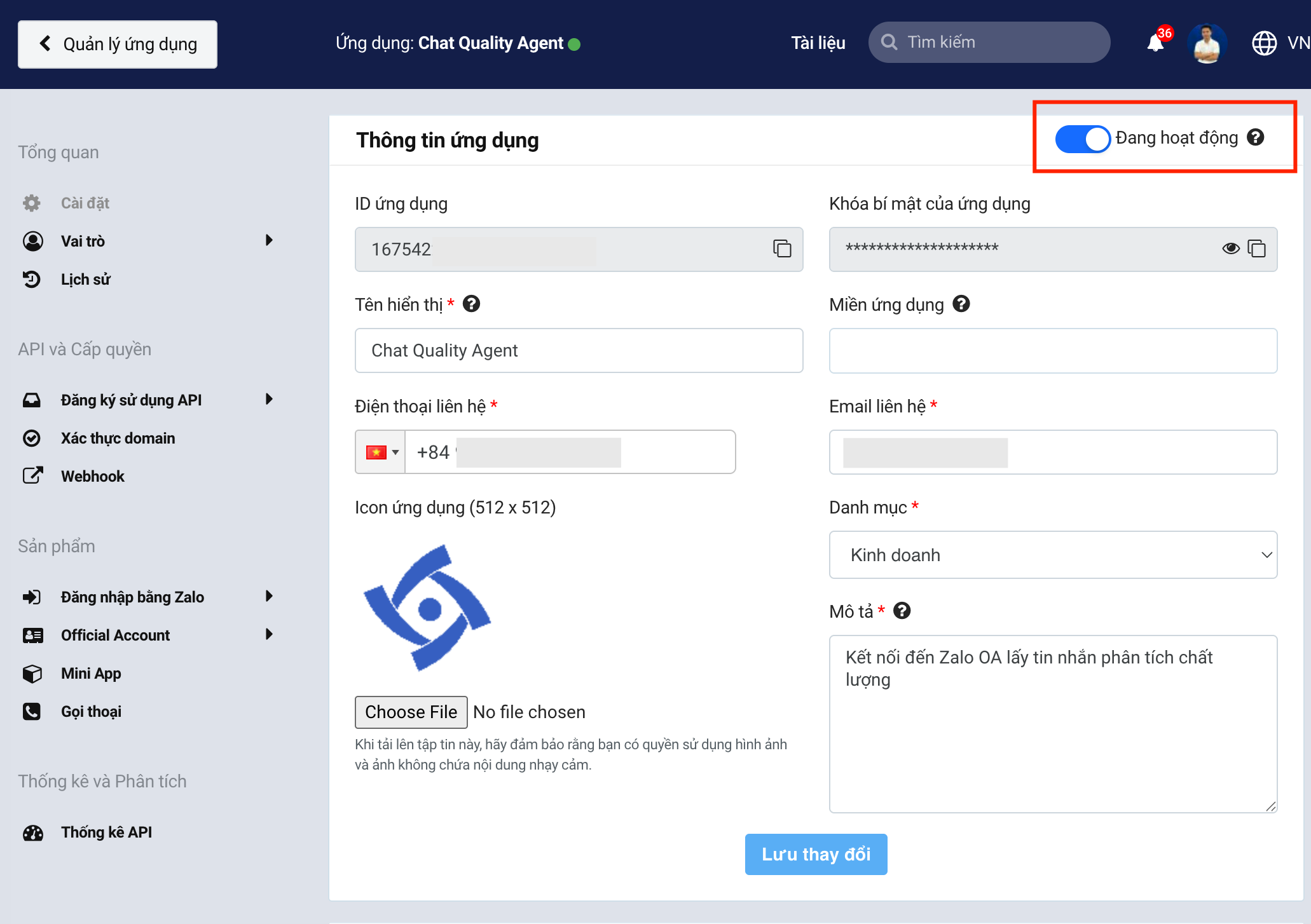 App ID và Secret Key